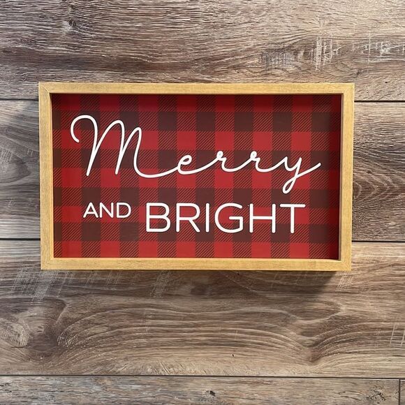 Better Homes & Garden Reversible Wooden Sign”Gather Together & Merry and Bright” - Picture 2 of 3